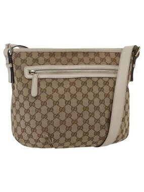 Authentic GUCCI GG Canvas Shoulder Bag outlet Beige